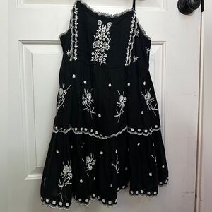 Black Dress with White Embroidery